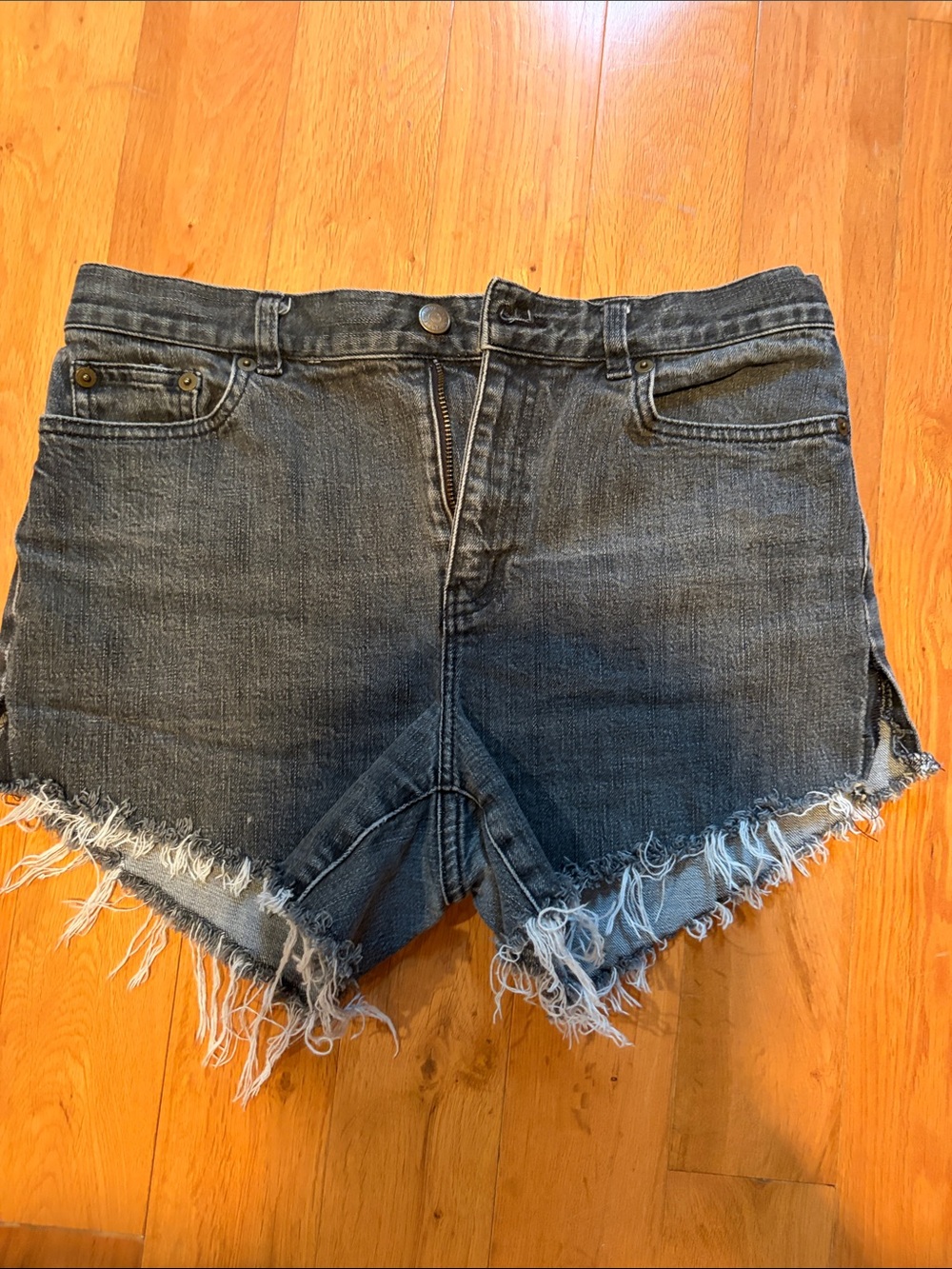 Ralph Lauren Black Frayed Hem Denim Shorts